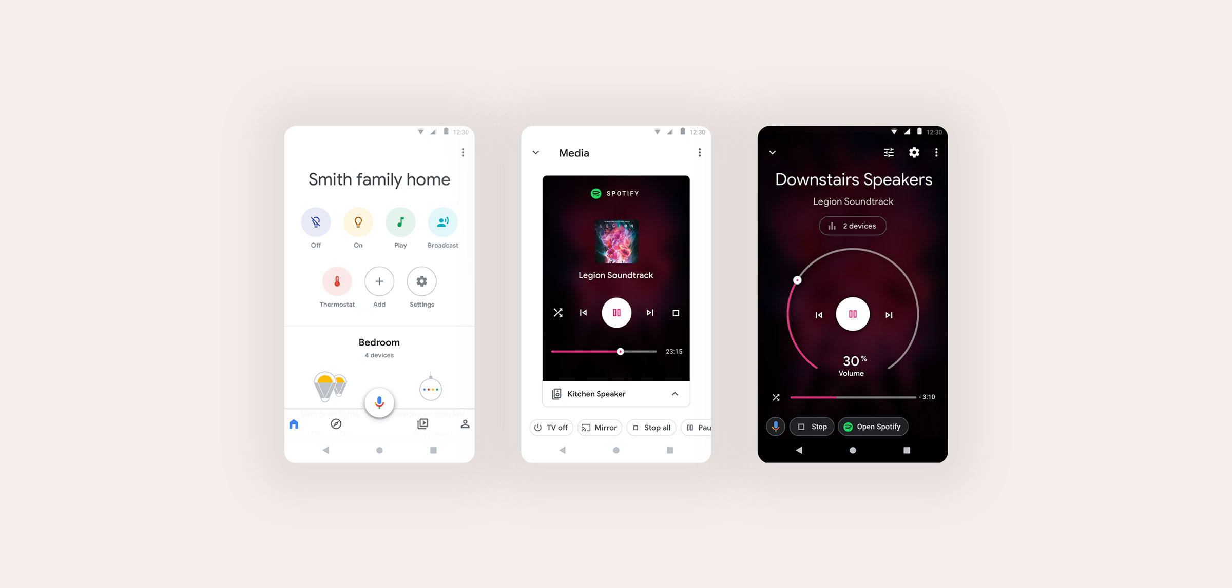Google Home app speaker group screens
