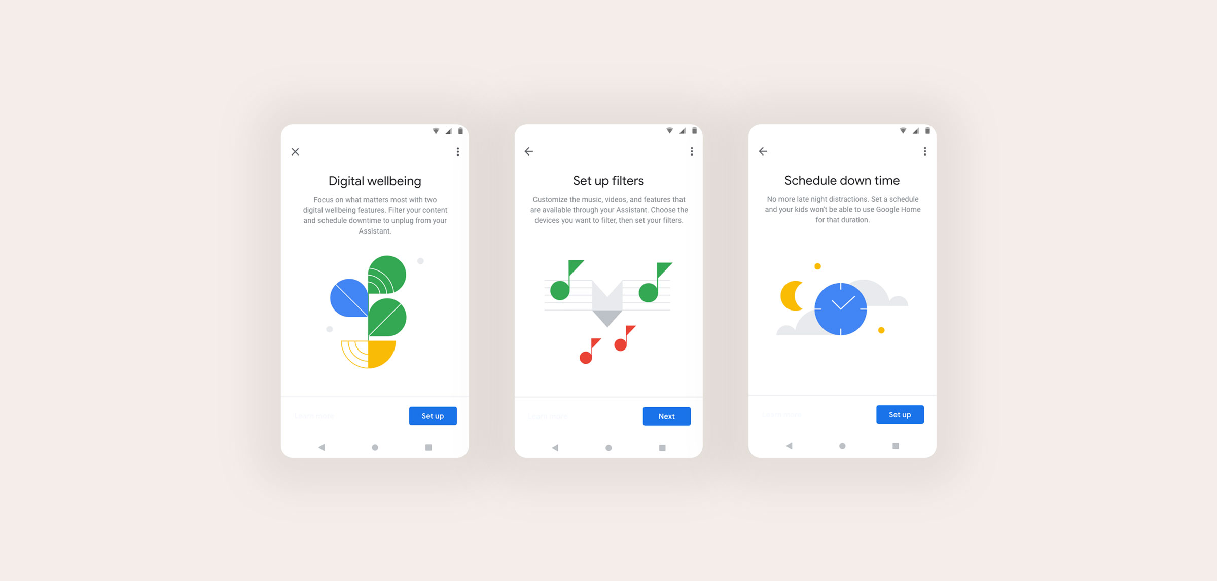 Digital Wellbeing Illustrations in the Google Home App